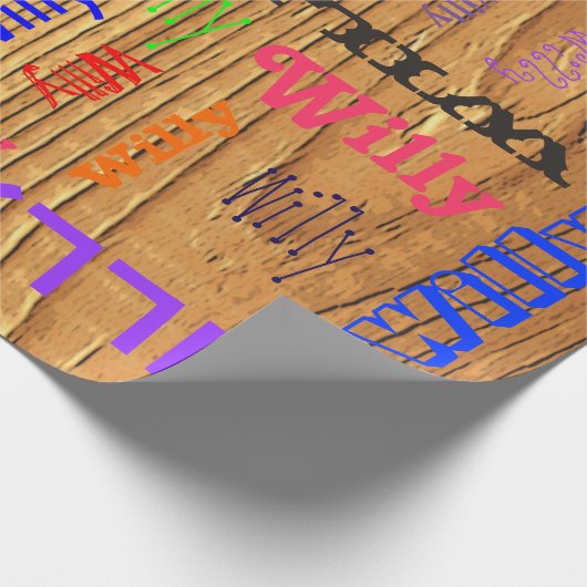 Hout Naam Collage 🎁 Verbazingwekkende Word Cloud Cadeaupapier (Hoek)