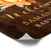 Hout Oranje Aquarel Pompoen Goud Herfst Bruisbad Poster (Hoek)