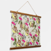 Hout Overgoten Wandtapijt Aap Bananen Harten Hangend Wandkleed (Gebogen)