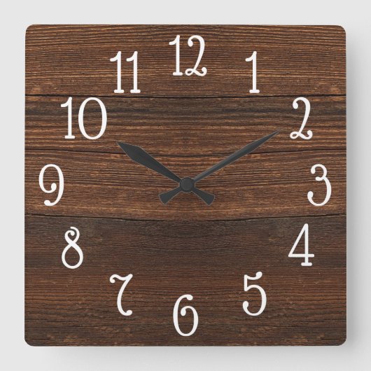 Hout Print Clock Vierkante Klok (Voorkant)