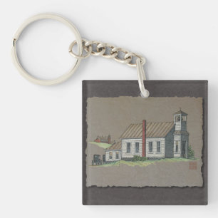 Hout Rural Church Sleutelhanger