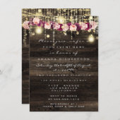 Hout Rustic Gold Lights Jar Bridal Wedding Kaart (Voorkant / Achterkant)