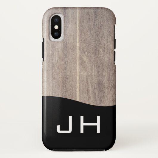 Hout Rustic, monogram met twee letters Case-Mate iPhone Case (Achterkant)