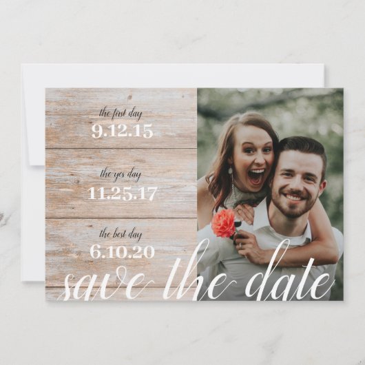Hout Rustic | Ons verhaal | Favoriete data | 2 Fot Save The Date (Voorkant)