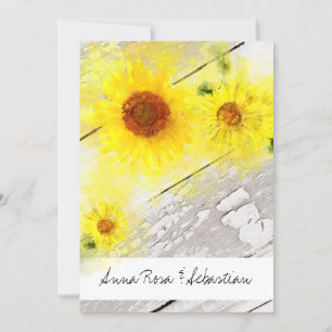 *~* Hout Rustic Sunflower Country Weddenschap Kaart