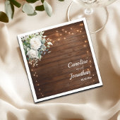 Hout Rustieke String Lichten Witte Rozen Huwelijk Servet