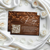 Hout Rustieke String Lights QR Code Huwelijk RSVP