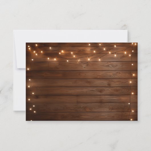 Hout Rustieke String Lights QR Code Huwelijk RSVP (Achterkant)