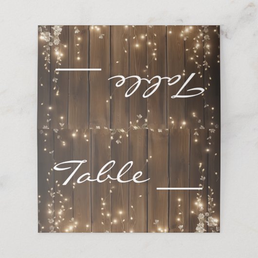 Hout Rustieke String Lights Witte Bloemen Tafel No (Buitenkant ongevouwen)