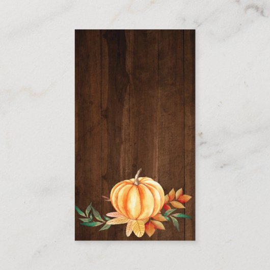Hout Sinaasappel Pompoen Herfst Baby shower Luier Informatiekaartje (Achterkant)