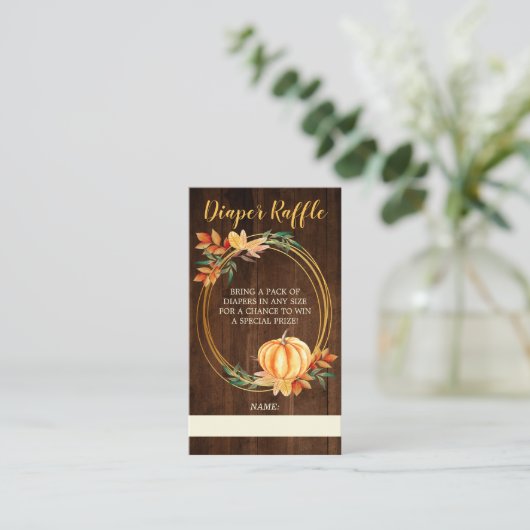 Hout Sinaasappel Pompoen Herfst Baby shower Luier Informatiekaartje (Staand voorkant)