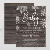 Hout Snowflake Baby Het is koud Buiten Baby shower Kaart (Voorkant / Achterkant)