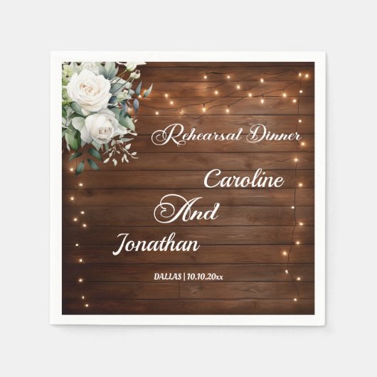 Hout String Lights Bloemen Repetitie Diner Trouwen Servet (Voorkant)