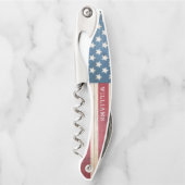 Hout Styled Patriotic USA Flag | Naam Kurkentrekker (Voorkant)