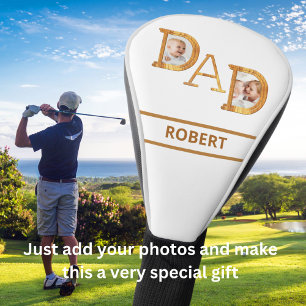 Hout Textuur DAD Twee foto's Naam Golfheadcover