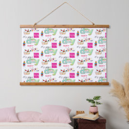 Hout Topped Muur Tapestry FUN Cupcake Verjaardag Hangend Wandkleed