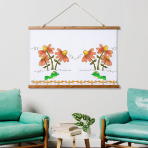 Hout Topped Wall Tapestry Paddenstoel Bloemen Bloe Hangend Wandkleed