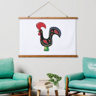 Hout Topped Wall Tapestry Rooster Hangend Wandkleed