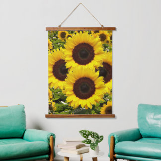 Hout Topped Wandtapijten Happy Sunflowers Hangend Wandkleed