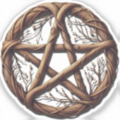 Hout Twig Pentacle Wiccan bruiloft Sticker (Voorkant)
