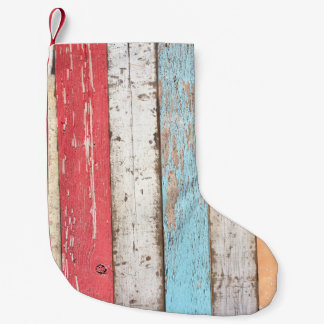 hout: veelkleurige gebarsten textuur. kleine kerstsok