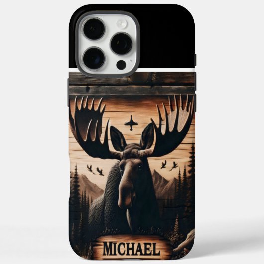 Hout verbrande eland portret Case-Mate iPhone case (Achterkant)