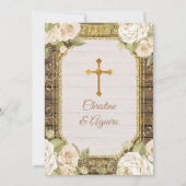 Hout White Roses Twin Baptism & Third Birthday Kaart (Achterkant)