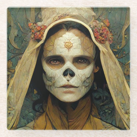 Hout Witch 1 Fantasy Glazen Onderzetter (Voorkant)