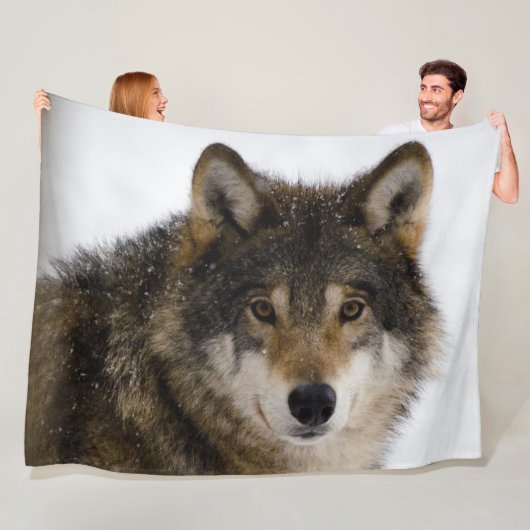 HOUT WOLF FLEECE DEKEN (In situ)