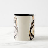 Hout Wolf Portret Tweekleurige Koffiemok (Center)