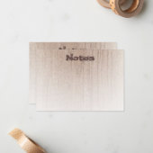 Hout ziet er uit op vervormde tekst Elegant Sjablo Notitiekaartje (Voorkant / Achterkant in situ)