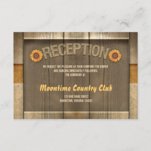 hout & zonnebloemen bruiloftsreceptie ontwerp informatiekaartje