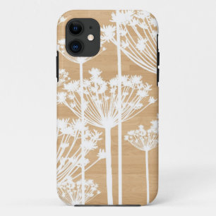 Houtachtergrondbloemen, korrelig bloempatroon iPhone 11 hoesje