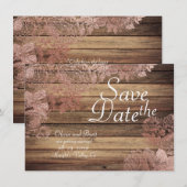 Houtachtige Rustieke Rozen Kant Trouw Save The Dat Save The Date (Voorkant / Achterkant)