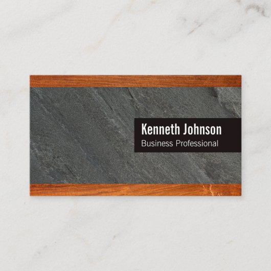 Houtafwerking | Leisteen Achtergrond Visitekaartje (Voorkant)