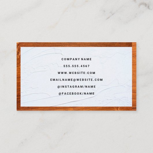 Houtafwerking | Spackle | Metaal logo voor vastgoe Visitekaartje (Achterkant)