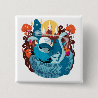 Houtbeest Vierkante Button 5,1 Cm