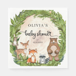 Houtbeesten houten slice greenery Baby shower Servet