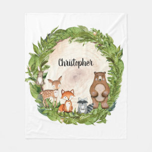 Houtbeesten houten slice-rooster fleece deken