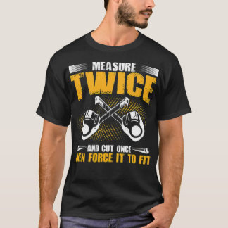 Houtbewerkingsmaatregel tweemaal en knip cadeautje t-shirt