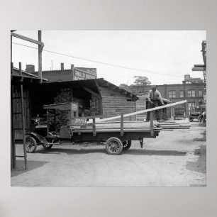 Houtbezorgingswagen, 1926. Oude foto Poster