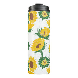 Houtblok Print Zonnebloem geel Thermosbeker
