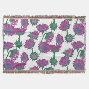Houtblok Print Zonnebloem roze Deken
