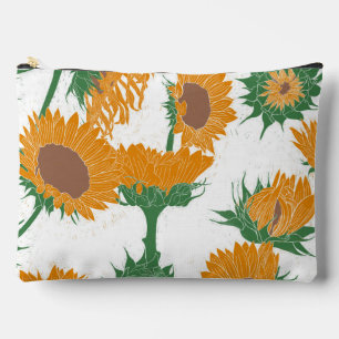 Houtblok Print Zonnebloem sinaasappel Etui