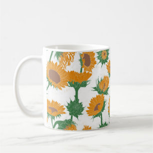 Houtblok Print Zonnebloem sinaasappel Koffiemok