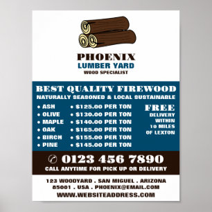 Houtblokken, hout/hout/houtwerf Advertentie Poster