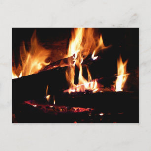 Houtblokken in de Haard Warm Vuur Fotografie Briefkaart