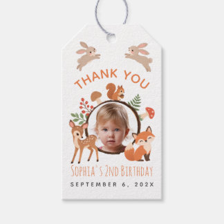 Houtdieren Meisje Foto 2e Verjaardag Favoriet Cadeaulabel