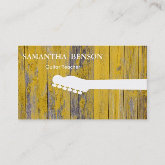 Houten Achtergrond Koele Moderne Gitaar Leraar Muz Visitekaartje (Voorkant)