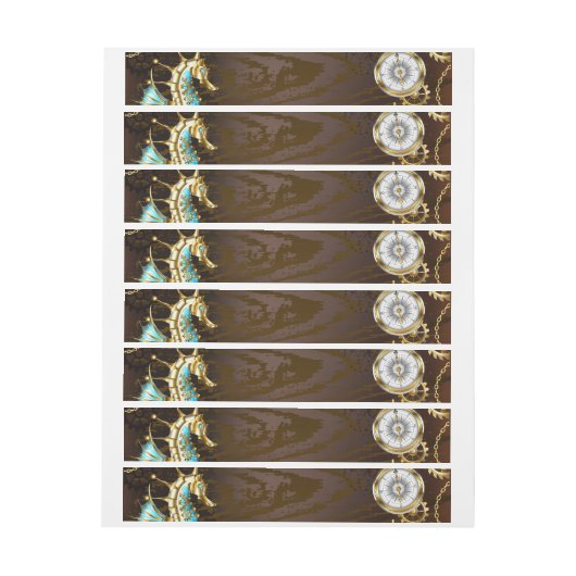 Houten achtergrond met mechanisch zeepaard (Vel)